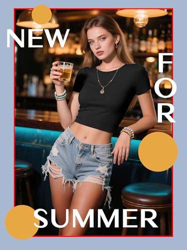 Syhood 4 Pack Summer Crop Tops for Women Basic Tight Short Sleeve Cute Trendy Scoop Neck Crop Tops for Women or Teen Girls2