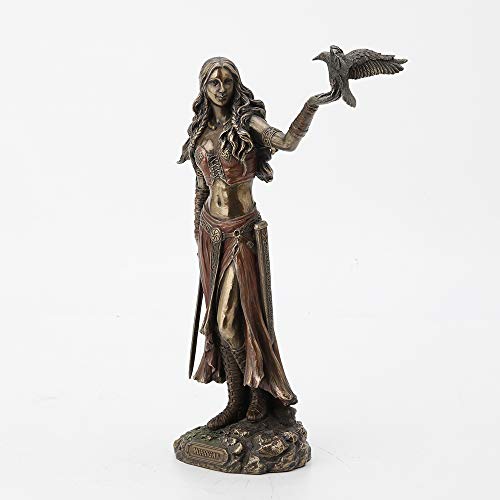 Veronese Design 10 1/4 Inch Celtic Goddess Morrigan With Crow And Sword Resin Statue Bronze Finish #TOP1