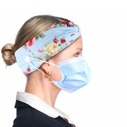 Diademas de algodón floral Cabilock para deporte yoga y uso cómodo de mascarillas de mujer 5