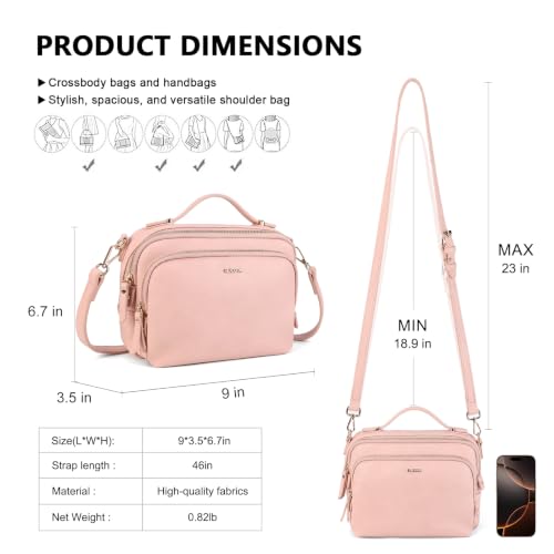 Image of Crossbody Bag for Women, Convertible Satchel Purse with Top Handle | Multi-Pockets Shoulder Bag with Soft Vegan Leather, Fit iPad mini, Lightweight Organizer for Daily, Work and Travel