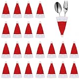 🎁【Decoración de Mesa Navideña】Las bolsas cubiertos navidadson brillantes y aumentan el ambiente festivo de Navidad. Es una excelente decoración de mesa para la Navidad. Harán que su cena sea más ceremonial.