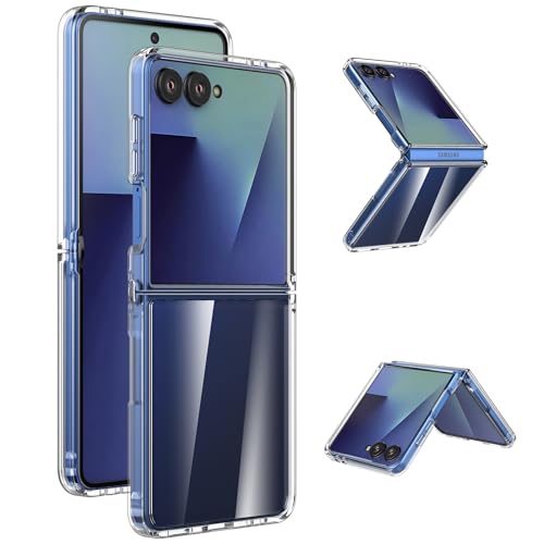 Cresee Case for Samsung Galaxy Z Flip 7 (2025) Phone Case with Crystal Clear Hard Back + Soft TPU Bumper Shockproof Cover for Galaxy Z Flip7 - Transparent