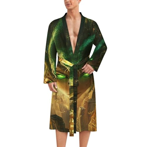 Albornoz de baño para hombre Large City Medusa de diseño sofisticado largo y manga larga suave