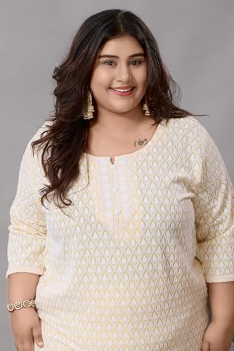 Image of DREAM & DZIRE Chikankari Kurti for Women of Cotton in Plus Size & Small Size.