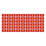 INDIGOS UG - Mini Aufkleber Set - Pack glatt - 20x12mm - selbstklebender Sticker - Kirgisistan - Flagge - Banner - Standarte fürs Auto, Büro, zu Hause & die Schule - 54 Stück - für Auto, Laptop