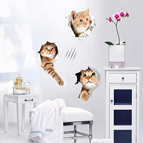 12 adhesivos removibles 3D de gatos para pared miniatura 3