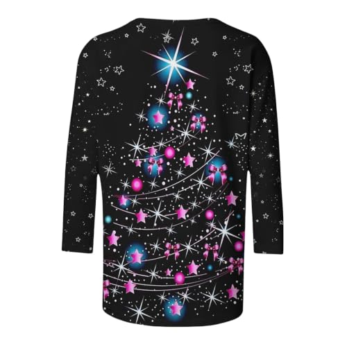 Women'S Christmas Shirt 3/4 Sleeve Xmas Holiday Casual Festive Tunic Top - image 4