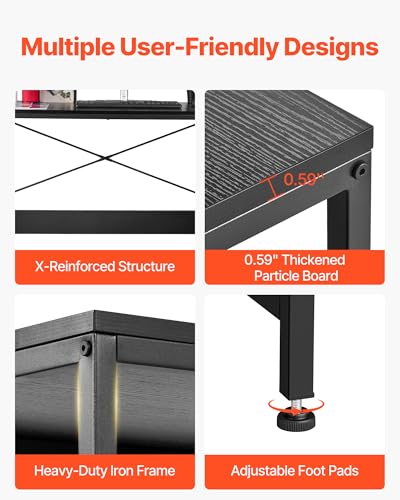 Image of VEVOR L-Shaped Computer Desk, 59-inch Reversible Corner Gaming Desk with Drawers & Storage Shelves, Modern Stylish PC Table Sturdy Work Workstation for Home Office - Easy to Assembly