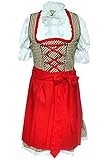 Bluse und Schürze inklusive Alpenmärchen 3tlg. Dirndl-Set - Trachtenkleid, Bluse, Schürze, Gr.44, braun-rot, ALM1599