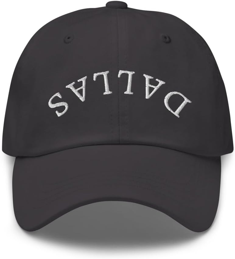 Upside Down Dallas Dad Hat, Inverted Dallas Embroidered Hat
