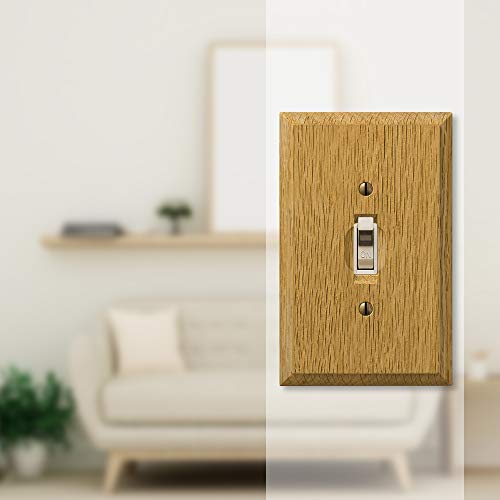 Image of Amerelle 4025T Carson Wallplate, 1 Toggle, Wood, Light Oak, 1-Pack