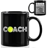 CFGBFDGH Coach Gifts Office Coffee Mug, Tennis Balls Ceramic Cup with Handle, Tennis Gifts for Men Boyfriend Coach, Him, Sports Coaches, Dad, Christmas Birthday Gift 11oz Black