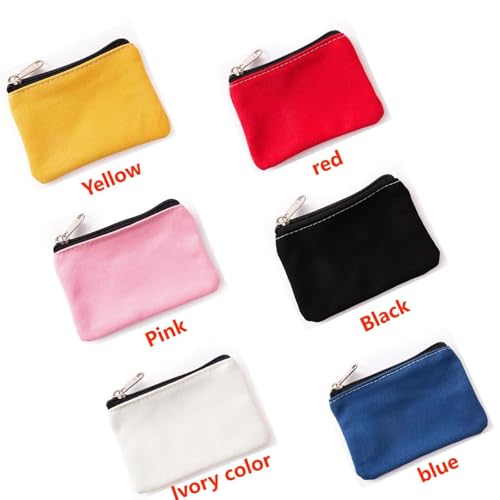 Canvas Coin Purse Set, 3.1 x 5.1 inches, 6 Pack, Assorted Colors3