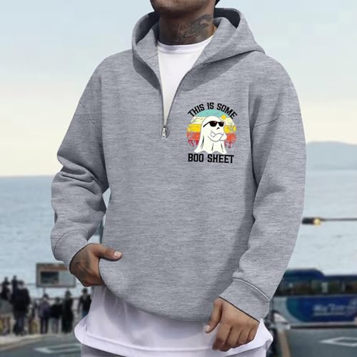 Mens Halloween Ghost Hoodies Half Zip Spooky Season Oversize Hoodie Sweatshirts 2025 Funny Graphic Fall Pullover4