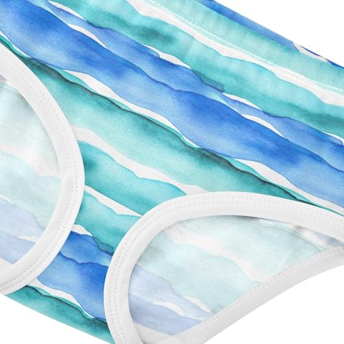 Toddlers Underwear Floral 2t Cotton Cute Panties Girl Animal Underpants Briefs Watercolor Ocean Waves Blue Turquoise4