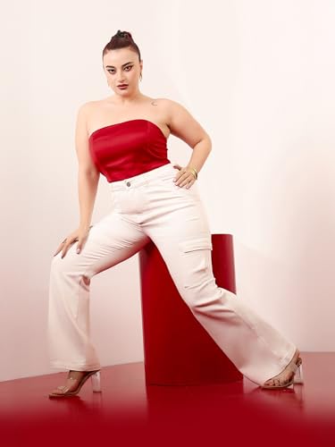 Image of Miss Chase A+ Women's Wide-Leg High-Rise Regular-Length Stretchable Shaping Denim Jeans