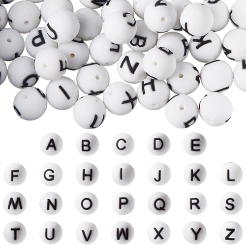 Perles en silicone 15mm alphabet durables qui ne s'effacent pas