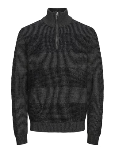 JACK&JONES PLUS herr Jjhugo stickad halv dragkedja pls stickad tröja, svart, 4XL