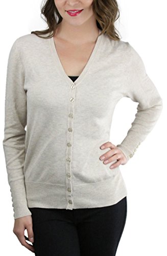 Image of ToBeInStyle Women's Long Sleeve Button Down V-Neck Cardigan