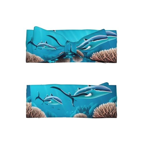 Deep Sea Whales Baby Bow Headband. Comfortable baby headband, suitable for daily wear and photo props.2