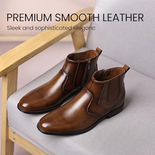 Image of Holy dove Chelsea Boots Men - Genuine Leather,Chelsea Boots for Men with Side Zipper, Casual Slip-On Ankle Boots, Chukka & Oxford Style Dress Boots