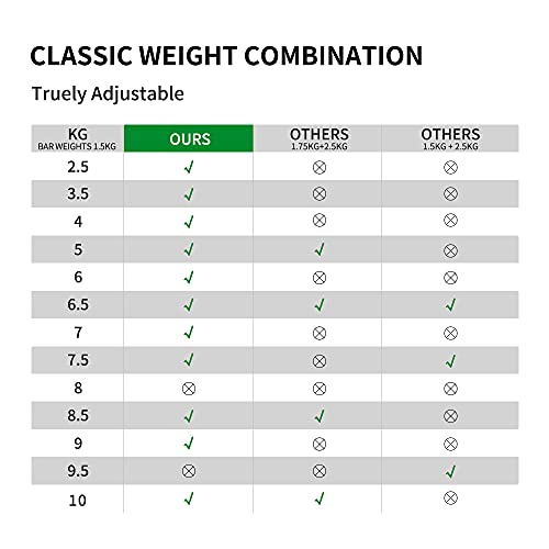 Proiron Halterset met 2 korte halterstangen en gietijzeren gewichtsschijven, 20 kg, met gekartelde greep, stersluitingen… - Afbeelding 6