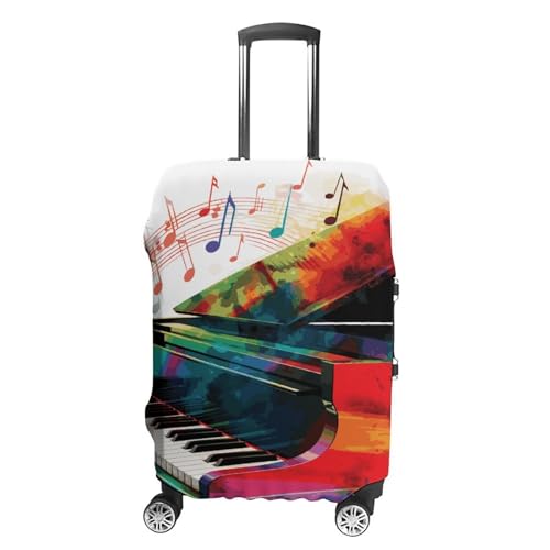 Colorful Piano Keyboard Music Printed Luggage Cover Protector, Fits 18-32 Inch Luggage