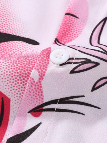 Men's Plus Size 2 Pieces Outfit Floral Print Button Down Shirt and Drawstring Waist Shorts Sets4