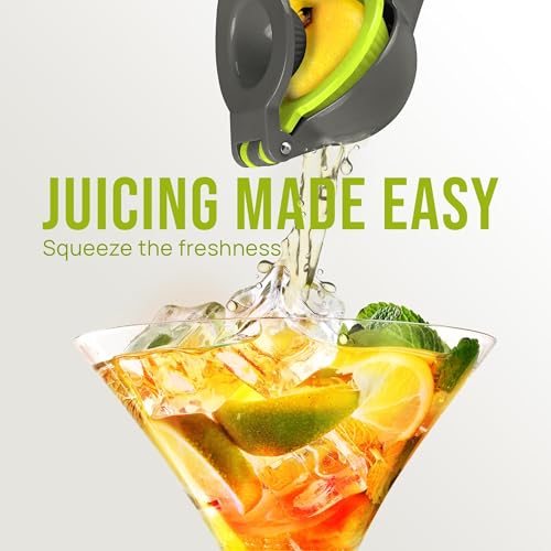 Image of Zulay Kitchen Metal 2-in-1 Lemon Squeezer - Sturdy Max Extraction Hand Juicer Lemon Squeezer Gets Every Last Drop - Easy to Clean Manual Citrus Juicer - Easy-Use Lemon Juicer Squeezer - Gray /Lime