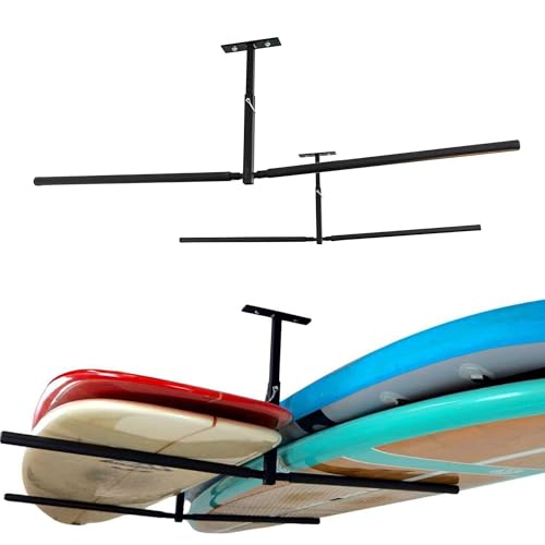 Image of StoreYourBoard Standup Paddleboard and Surfboard Ceiling Storage Rack, Adjustable Garage Mount Hanger, Heavy Duty