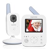 nannio Hero2 Video Baby Monitor with Camera and Audio, Two-Way Talk, Auto Night Vision, Voice Activation (VOX), 5 Lullabies, 985ft Range, Long Battery Life, Plug-and-Play, Non-WiFi, 2 Years Warranty