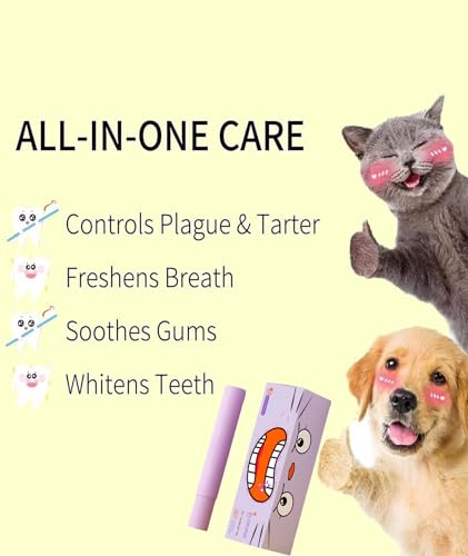 Image of Dog Teeth Cleaner, Teeth Cleaner for Dogs and Cats, All-in-One Pet Dental Care Tool with Brush and Paste, Easy to Use Teeth Cleaning Stick for Oral Hygiene, Substance Tartar Remover for Pets' Teeth