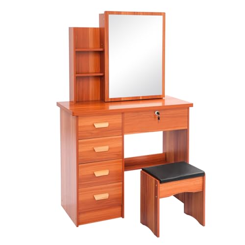 WooDerson Tocador con espejo y taburete