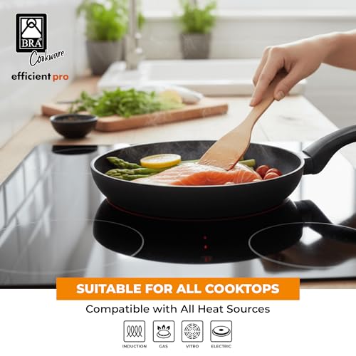 Image of BRA COOKWARE Efficient Pro Nonstick Frying Pan | 8 inches Cast Aluminum Skillet | 3-Layer Scratch Resistant Coating Frypan | PFOA Free | All Cooktops Frying Skillet | Heat-Resistant Handle