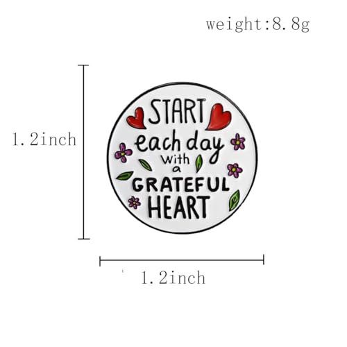 Image of Enamel Pin Start Each Day With a Grateful Heart Grateful Enamel Pin Day of Prayer Lapel Pin Thanksgiving Gift for Women Men Kids