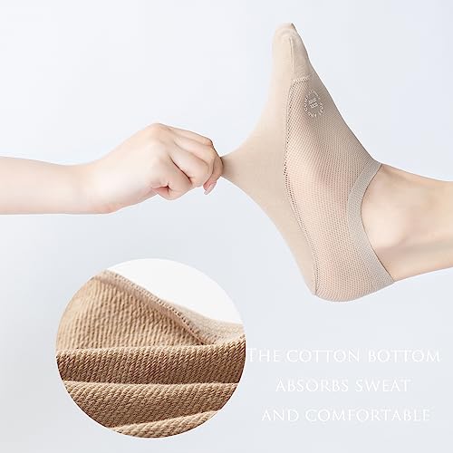 Image of Ultra Thin Liner Socks Non Slip Nylon No Show Socks Womens Lightweight Breathable 3 & 4 & 6 Pair Packs