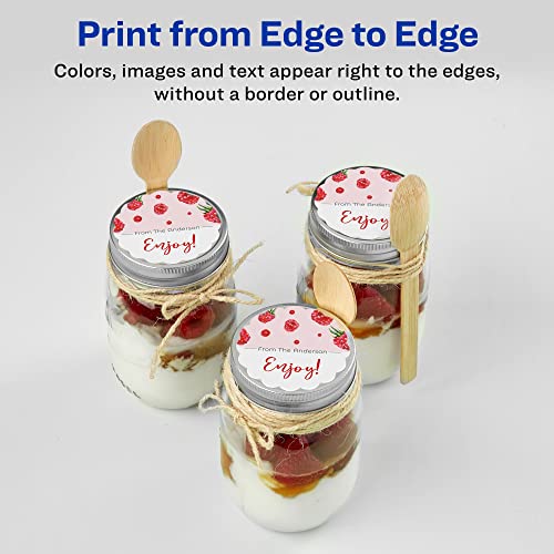 Image of Avery Scallop 2.5 Inch Round Labels with Sure Feed for Laser & Inkjet Printers, 90 White Labels (8218)
