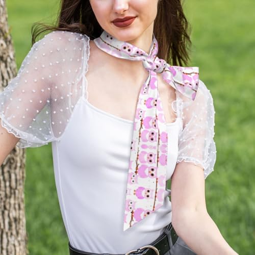Cute owl Printed silk scarf for women, a versatile accessory for autumn and winter coats4