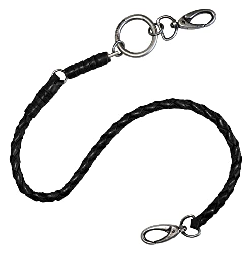 Harley-Davidson Men's Wallet Chain, Ride Free 25 inch Braided Leather - Black