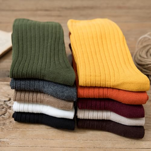 Image of Women Crew Socks, Solid Color Boot Socks for Women Ladies 9 /10 Pairs