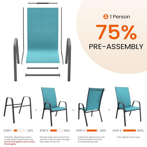 Image of JEAREY Patio Dining Chairs Set of 4, Outdoor Stackable Dining Furniture Set, All Weather Dining Set for Lawn, Garden, Backyard, Poolside, Peacock Blue