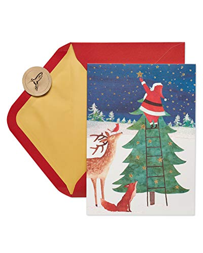 Papyrus Christmas Cards Boxed, Santa Reaching for Holiday Star - Glitter Free (14-Count)