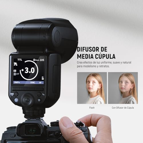 Ficha técnica NEEWER Z2-S 2.4 G TTL Flash Cabeza Redonda Flash Speedlite Compatible con cámaras Sony 76 W 1/8000s HSS difusor 2 lámparas de Modelado Mejor UI TTL M botón de conmutación 3000 mAh batería 600 Flash - Fernando Cortés