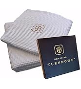 Hotelier Turndown - Luxury Euro Oversized Waffle Towel Set (2-Pack) Custom Embroidered, 100% Whit...