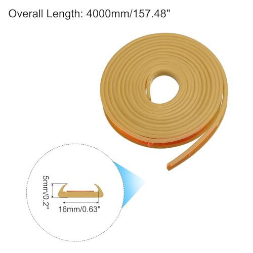 Image of uxcell U Shape Furniture Edge Banding, 4M Self Adhesive Flexible Edging Trim, 5x16mm TPE Edge Guards for Cabinets Furniture Repair Restoration, Beige
