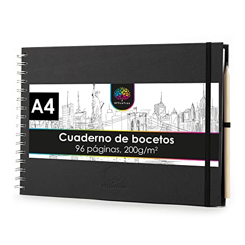 OfficeTree Cuaderno de dibujo A4 con anillas - Horizontal - 96