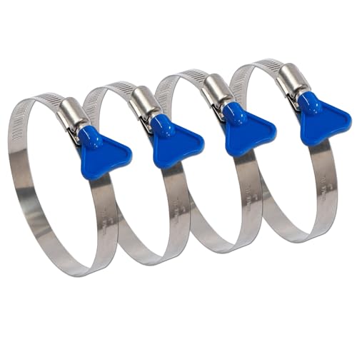Image of ISPINNER 4pcs 2.5 Inch Key-Type 304 Stainless Steel Worm Gear Hose Clamps, Adjustable Size Range 40-64mm Clamps for Dryer Vent, Dust Collector and Automotive