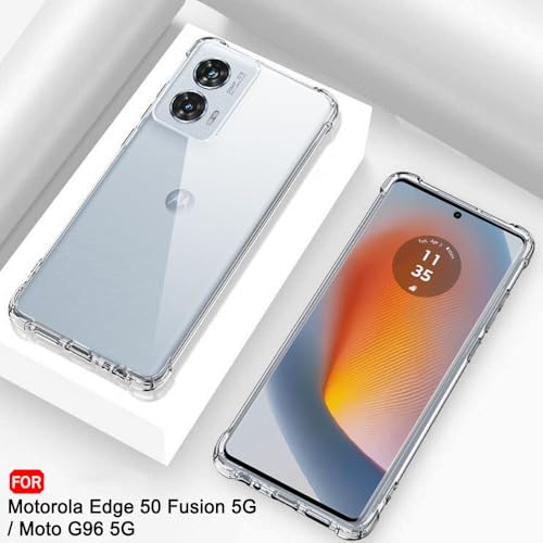 Image of TheGiftKart Crystal Clear Back Cover Case for Motorola Moto Edge 50 Fusion 5G / Moto G96 5G | Shockproof Soft TPU Case | Cushioned Edges for Ultimate Protection Back Cover Case (TPU, Transparent)