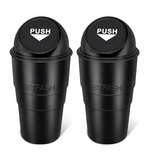 Image of Btag Portable Mini Trash Bin for Car, Office, Home & Travel | Compact Garbage Organizer for Vehicle, Desk, Table & Kitchen | Car Accessories | Pack of 2| Black