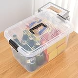 Cetomo 18L*12 Storage Boxes with Handle, Plastic Storage Box with Lids for Home Dorm Office Organization, Stackable & Nestable, Tote Container, PP, Transparent, 18L-12 Pack - Image 6